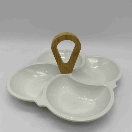 Менажница фигурная, белая, 21 см, 4 секции РД75128