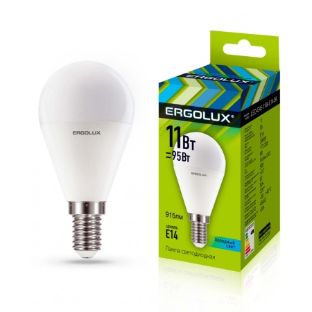 Лампа светодиодная Шар Ergolux LED-G45-11W-E14-4K 11Вт E14 4500K 172-265В