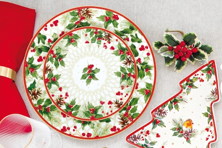 Тарелка 265мм обеденная "Рождественские ягоды" без инд.упаковки.