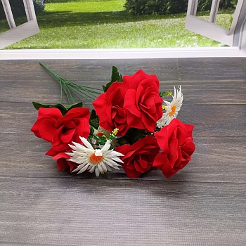 Букет Роза, Ромашка  11 голов 