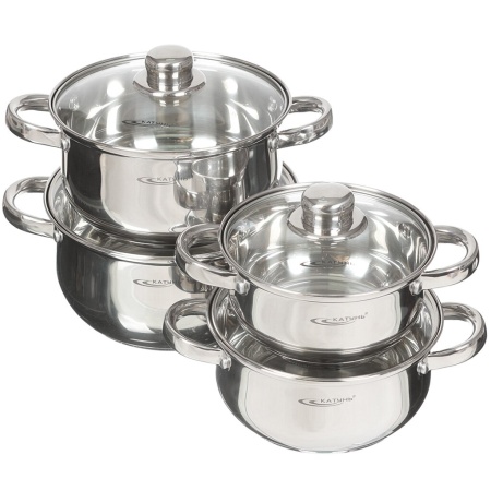 Набор посуды нержавеющая сталь, 4пр ГРЕТТА (1,6л +2,2л + 3,2л + 4,2л) в подар.упак.