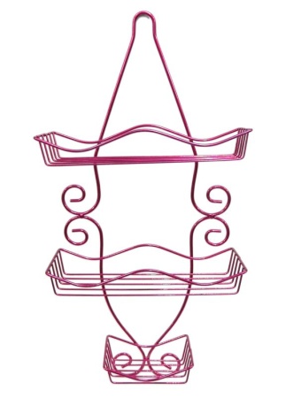 Полка прямая 2 ярусная с мыльницей 55*26*11см розовая JC-4464/Е-0051 (24)