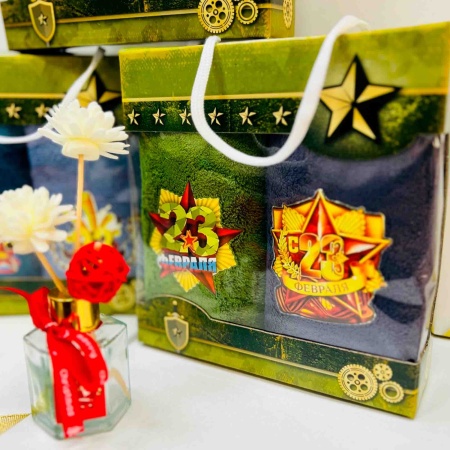 Набор полотенец 2шт 23 Февраля, микрофибра в коробке