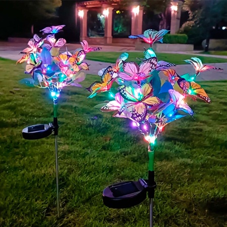 Светильник садовый на солнечной батарее 70см Бабочки(6)