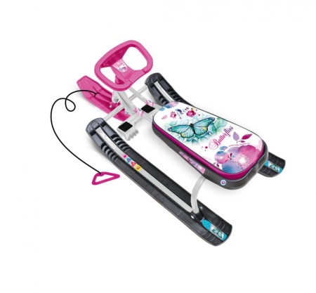 Снегокат "Тимка спорт 1+" ТС1+/Б с бабочками (белый каркас)