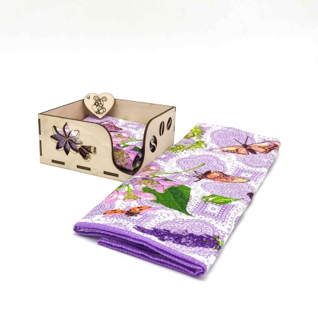 Набор "Старательной хозяйке" ДомВелл (Салфетница 128х132х65+Полотенце 36х60 2шт.)