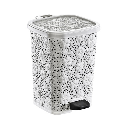 Ведро мусорное 6л с педалью АЖУРНОЕ белое 