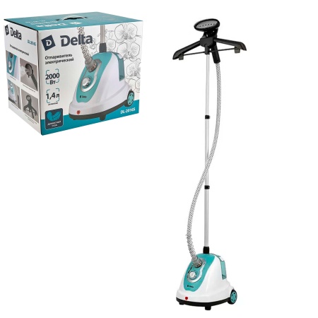 Отпариватель 2000Вт, электрический DELTA DL-2016S белый с серо-голубым: резервуар д/воды-1,4л,(3)