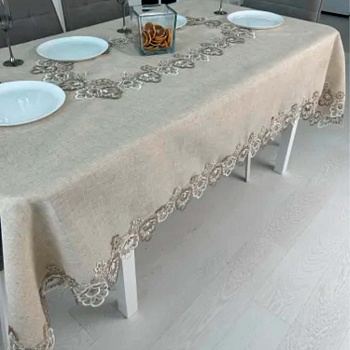Скатерть 150х220 Брюсель, лён, бежевая
