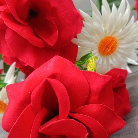 Букет Роза, Ромашка  11 голов 