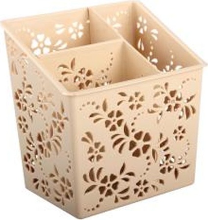 Подставка для столовых приборов 16,5х12,5х17см,  пластик  бежевый