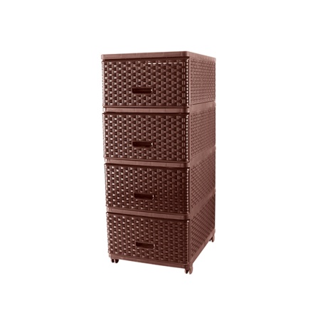 Комод 4 секции Плетенный коричневый