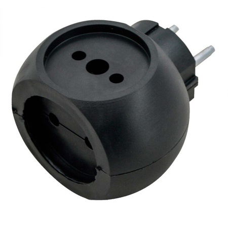 Тройник Volsten Si 1/3С-Bl черный шар  (сетевой разветвитель 6А)